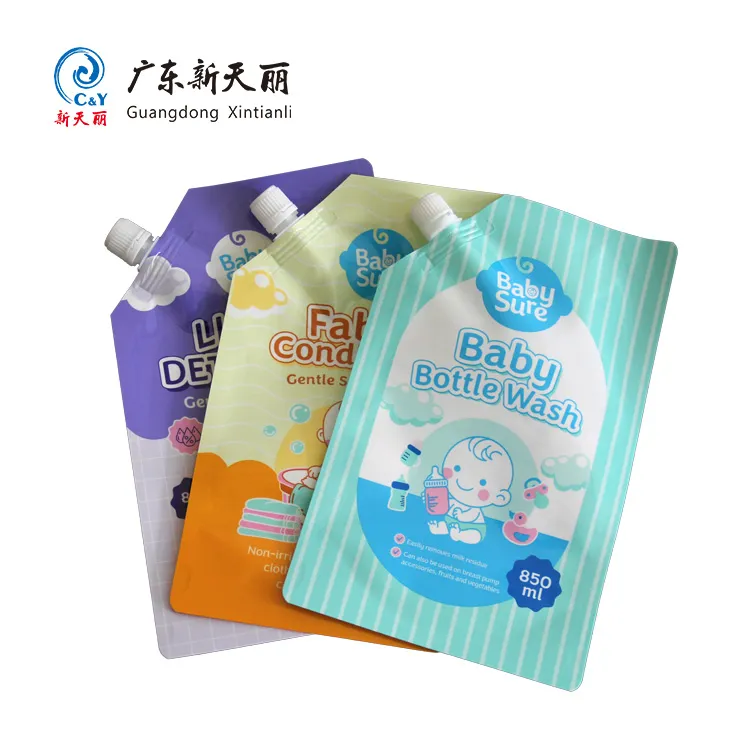 Spout Stand Up Pouches Wholesale, Liquid Detergent Packaging-4