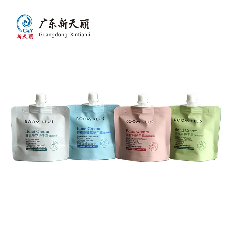 Pochette imprimée en vrac avec bec verseur pour crème à main-5
