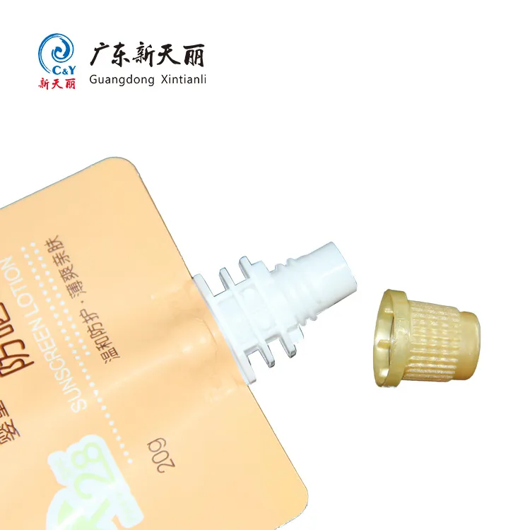 Custom Plastic Pouch With Spout and Hang Hole for Sunscreen-2