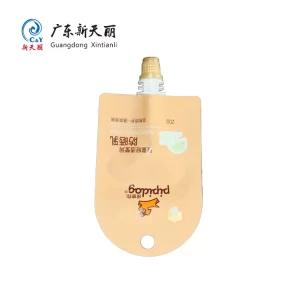 Custom Plastic Pouch With Spout and Hang Hole for Sunscreen-4