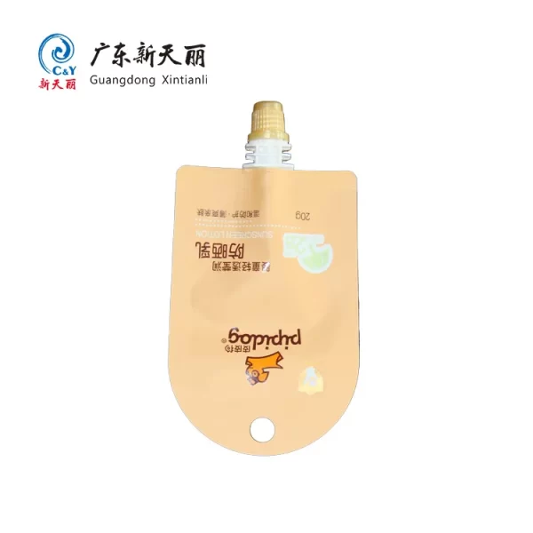 Custom Plastic Pouch With Spout and Hang Hole for Sunscreen-4