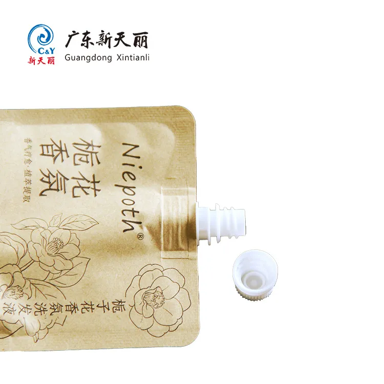 Shampoo Custom Printed Kraft Stand Up Pouches With Spout-2