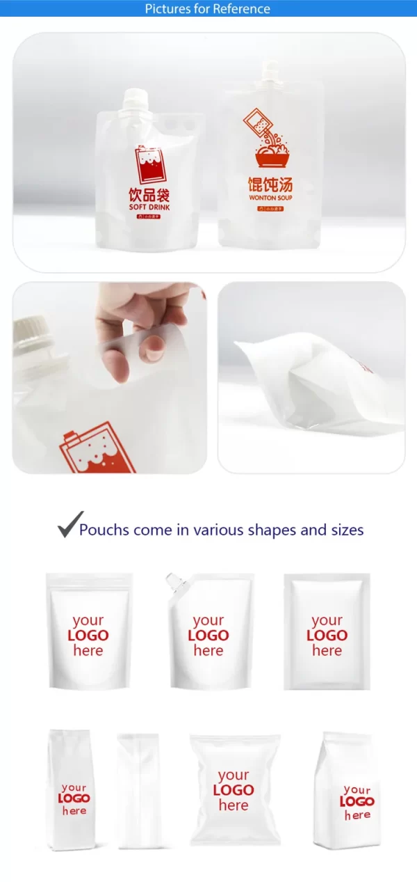 Mono-Material Custom Drink Pouches, Spout Liquid Pouch Bags-7