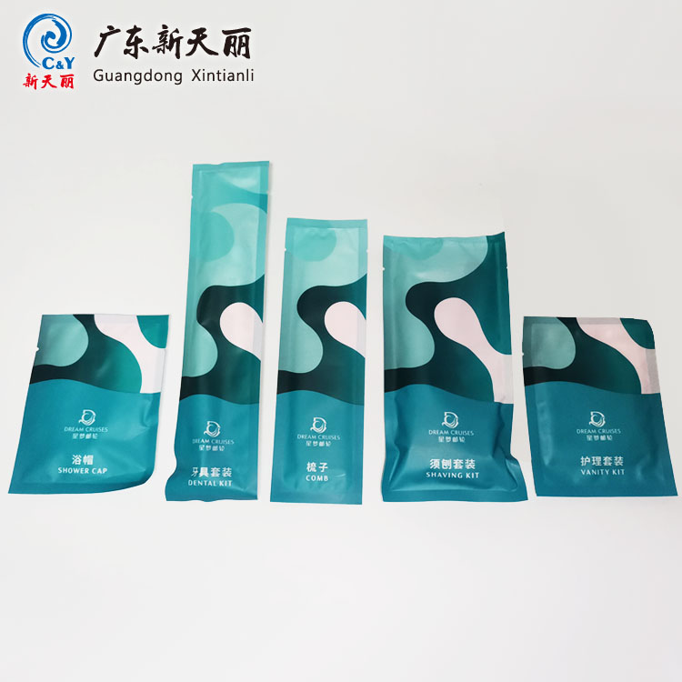 Custom Printed Three Side Seal Pouch for Hotel Vanity Kit