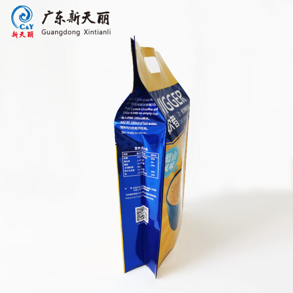 Instantkaffee individuell bedruckte Seitenfaltenbeutel mit Griffloch