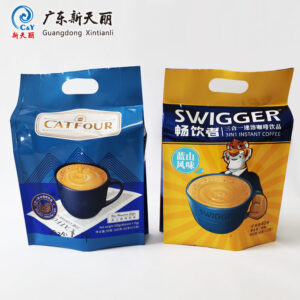 Instant Coffee Custom Printed Gusseted Bags With Handle Hole