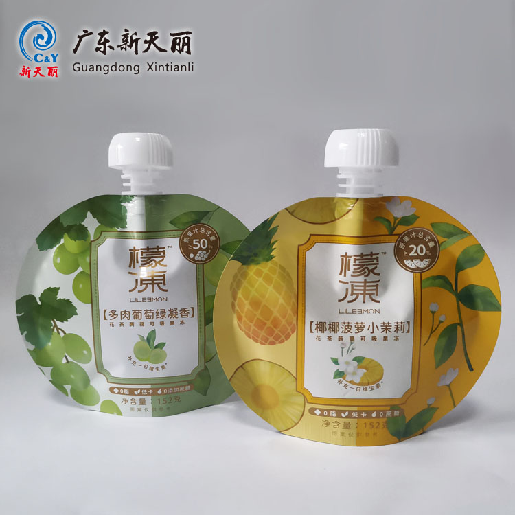 Custom Drink Pouch With Spout, Irregular Shape Juice Pouches