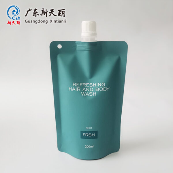 OEM Liquid Stand Up Pouch with Spout for Skin Care Product