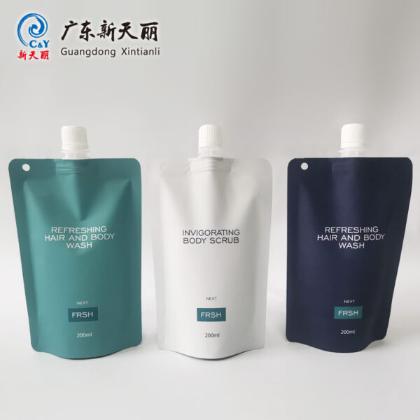 OEM Liquid Stand Up Pouch with Spout for Skin Care Product