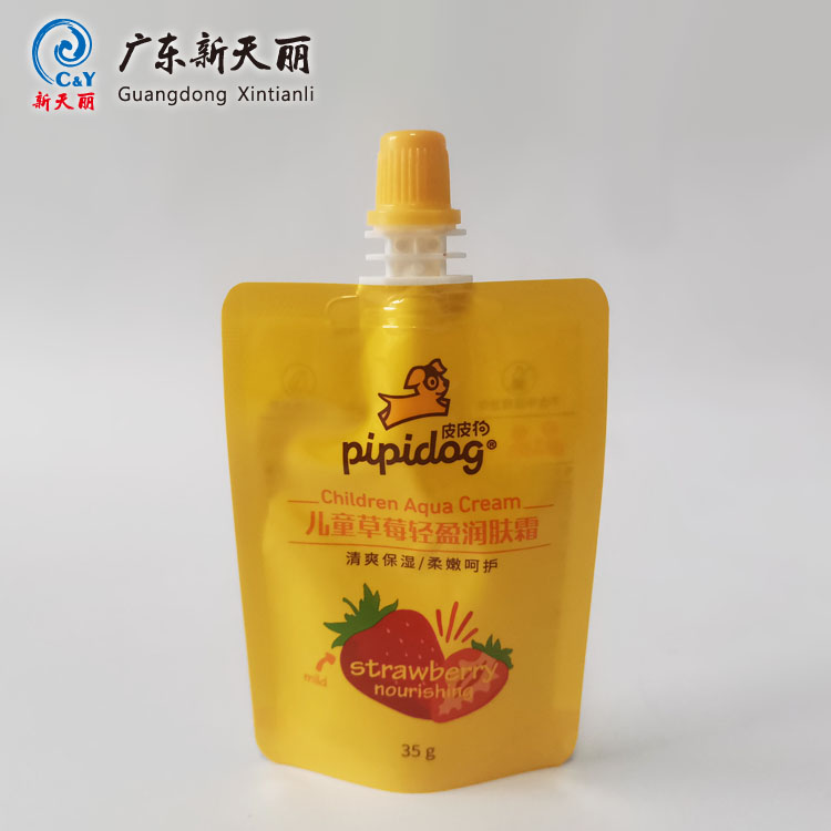 Lotion Custom Pouch Packaging, Cosmetic Stand Up Spout Pouch