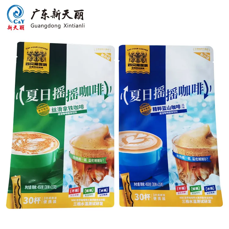 Пользовательские печати кофе мешки, растворимый кофе плоский дно пакеты