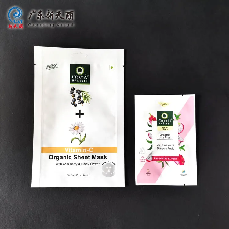 Face Sheet Mask Packaging, Custom 3 Side Seal Foil Pouches