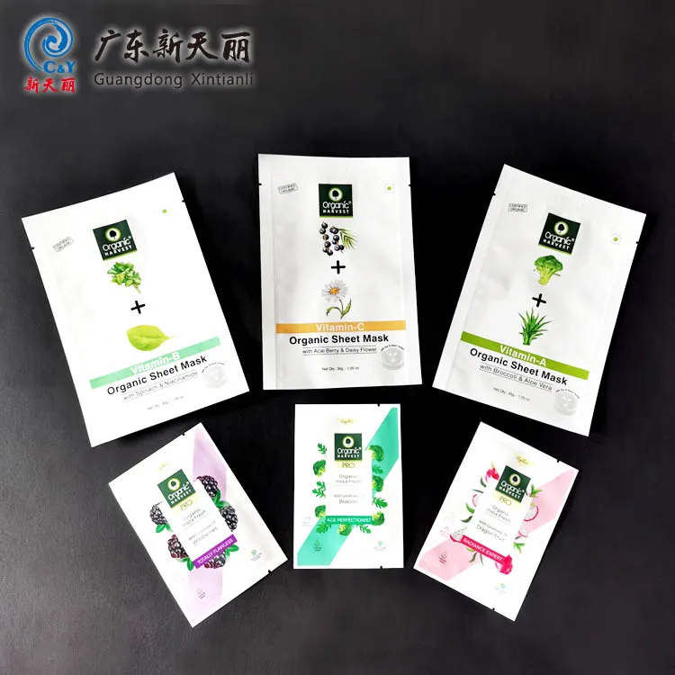 Face Sheet Mask Packaging, Custom 3 Side Seal Foil Pouches