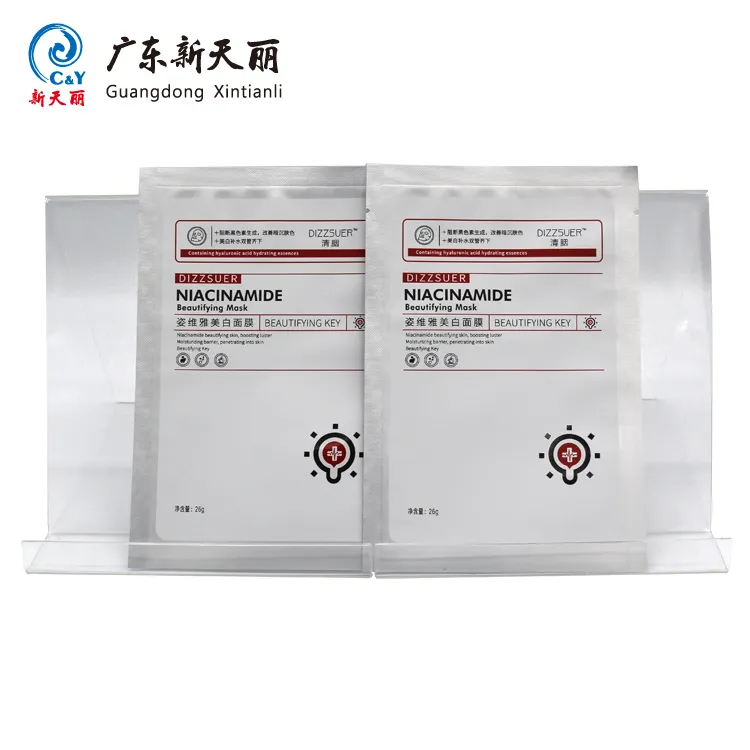 Individuell bedruckter Beutel für Gesichtsmaske, flache 3-Seiten-Siegel-Beutel