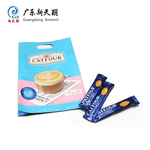 Pochette à soufflet personnalisée avec trou de poignée pour le café instantané