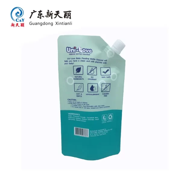 Factory OEM Liquid Pouches With Spout For Cleanser Detergent