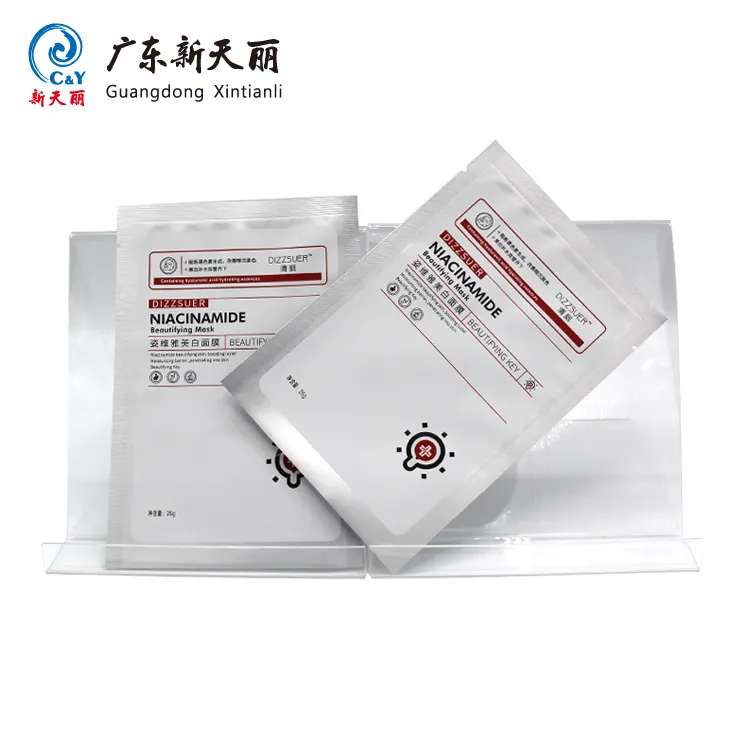 Bolsa con impresión personalizada para mascarilla facial, bolsas planas con 3 soldaduras laterales