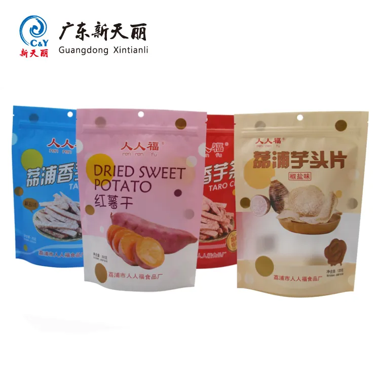 Custom Stand Up Pouches With Window For Dried Food Packaging