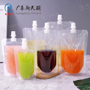Custom Drink Pouches Wholesale, Clear Spout Beverage Pouch
