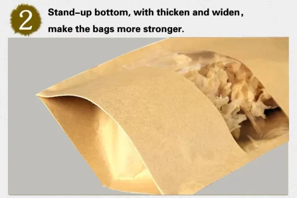 Food-Grade Kraft Stand Up Pouches Wholesale with Window