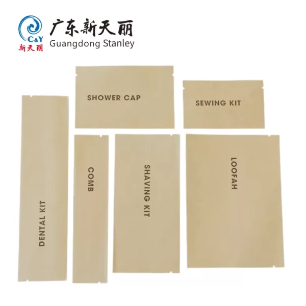Kraft Paper Customized Lay Flat Pouches for Hotel Toiletries