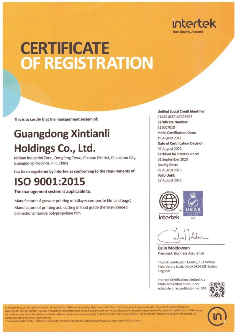 Stanley-Custom Flexible Packaging Manufacturer, ISO 9001 Certification